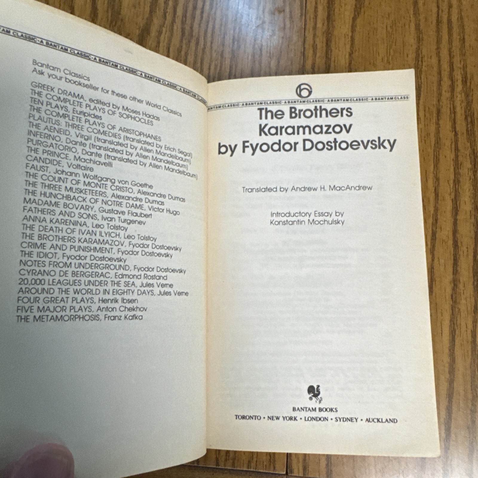 The Brothers Karamazov By Fyodor Dostoevsky Vintage PB 1981 Bantam Classics