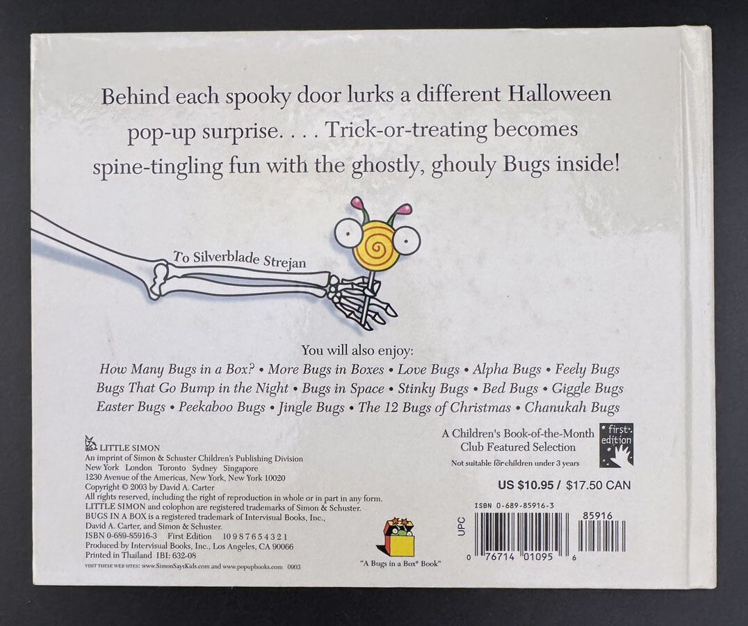 David A Carter SIGNED AUTOGRAPHED Halloween Bugs HC 1st Edition Print Pop-Up NEW