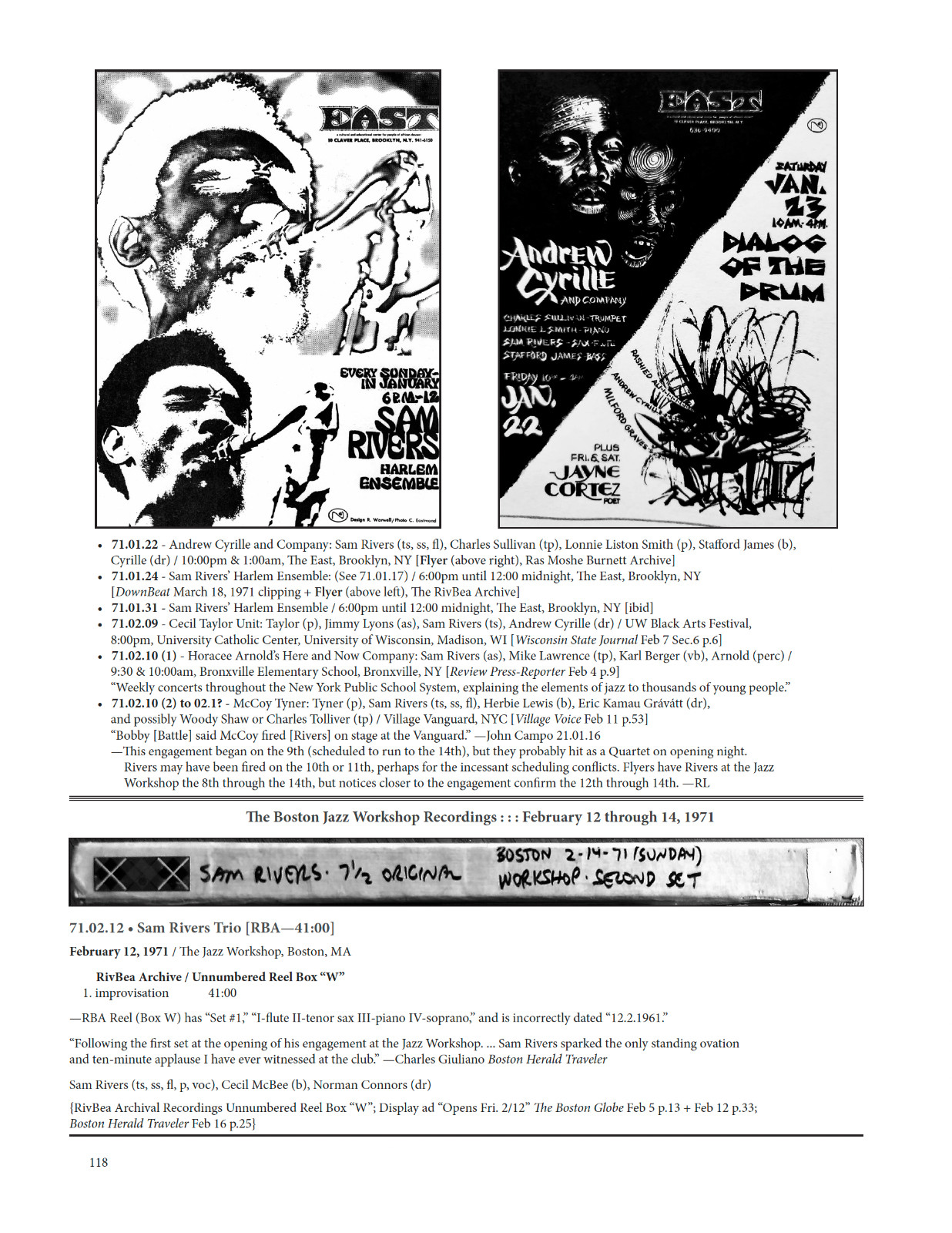 Sam Rivers Sessionography / 768pp., 500+ illustrations / „Astonishing“ —NYTimes