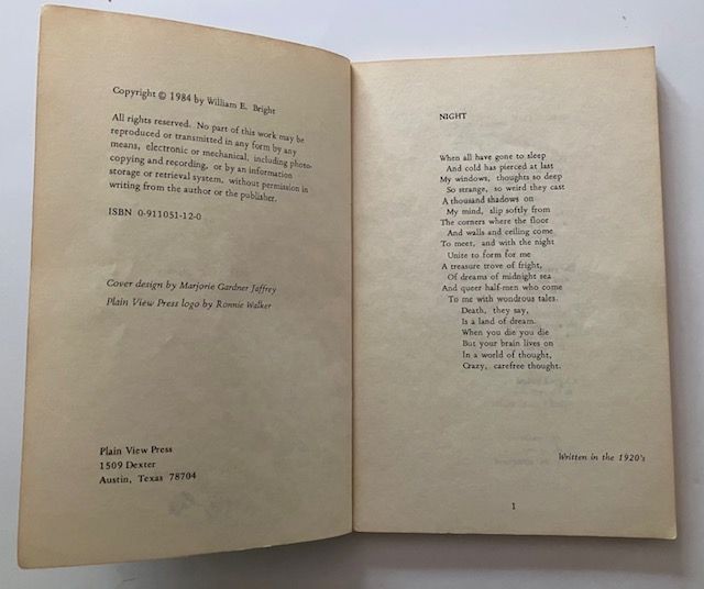 William E. Bright Avocations 1984 Book Archive Letters & Ephemera Poetry Lot