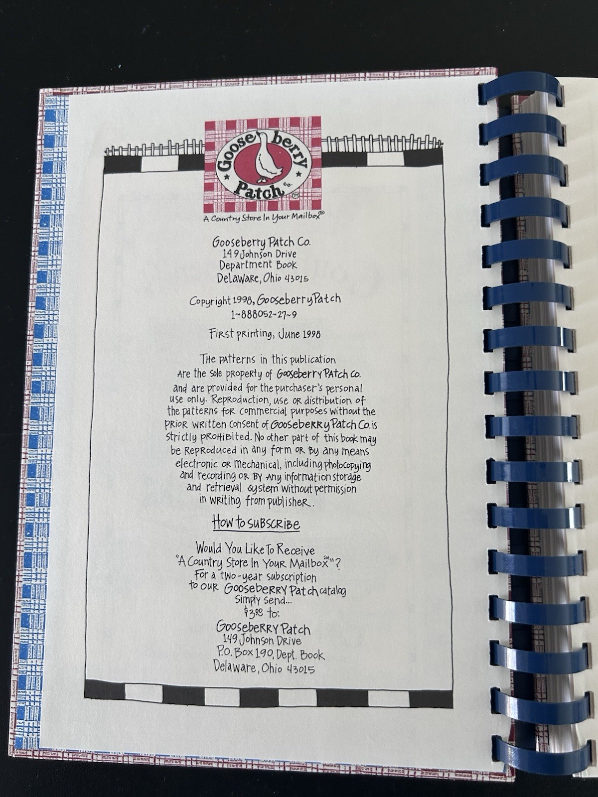 Vintage 1998 Gooseberry Patch Country Friends Good Times Book Spiral Bound HC