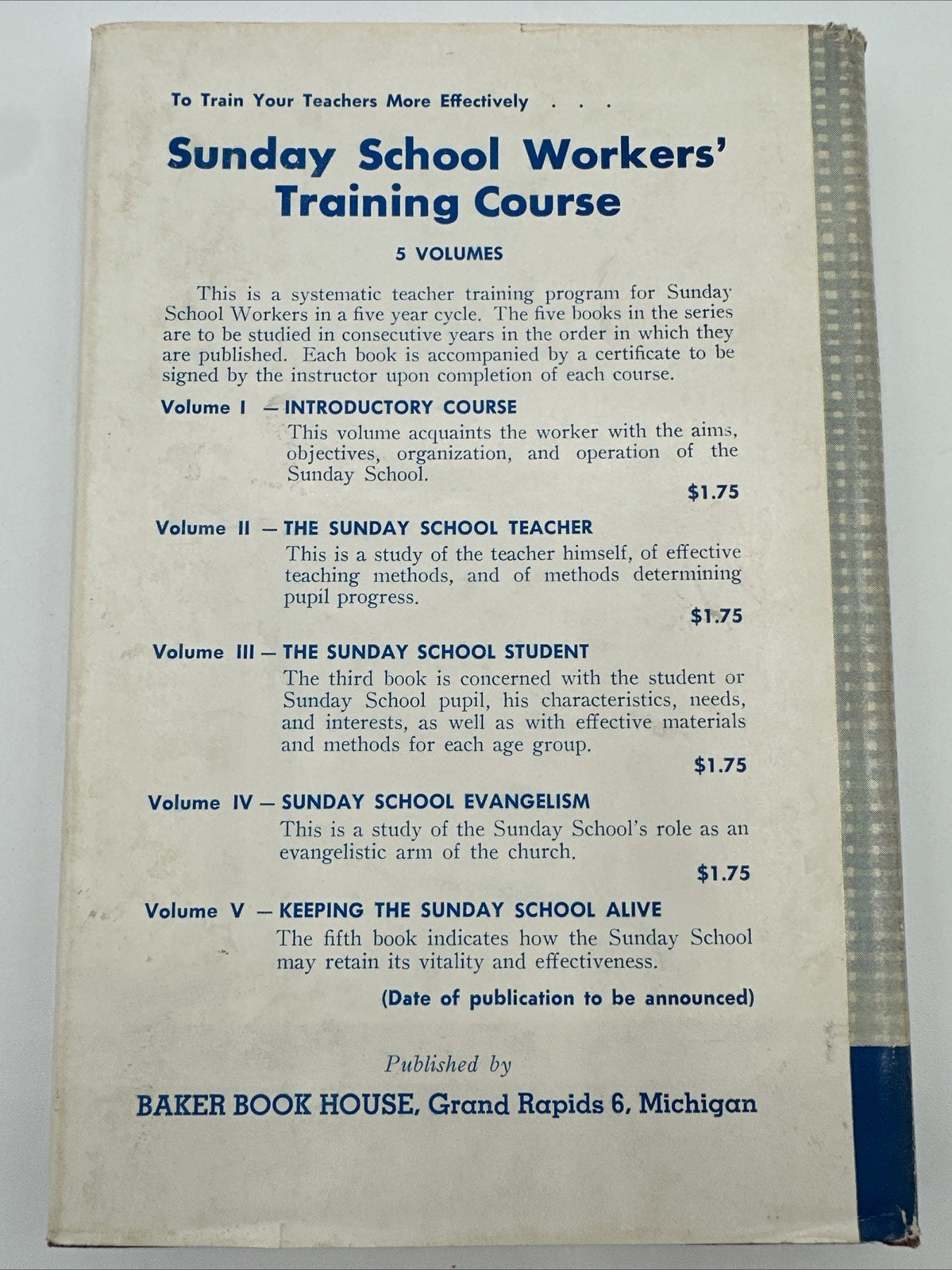 Sunday School Workers Training Course The Teacher 1959 Hardcover 101 Pages No 2