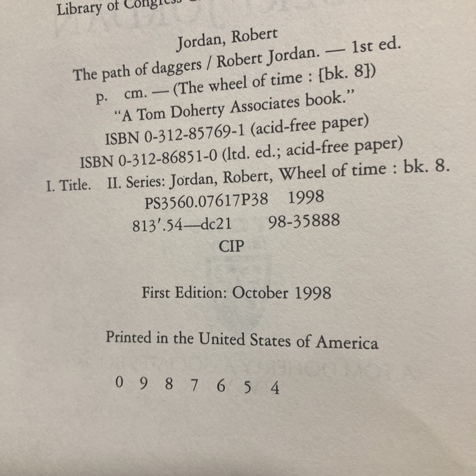 The Wheel Of Time Books 6 & 8 Paperback/Hardcover by Robert Jordan 1st Editions