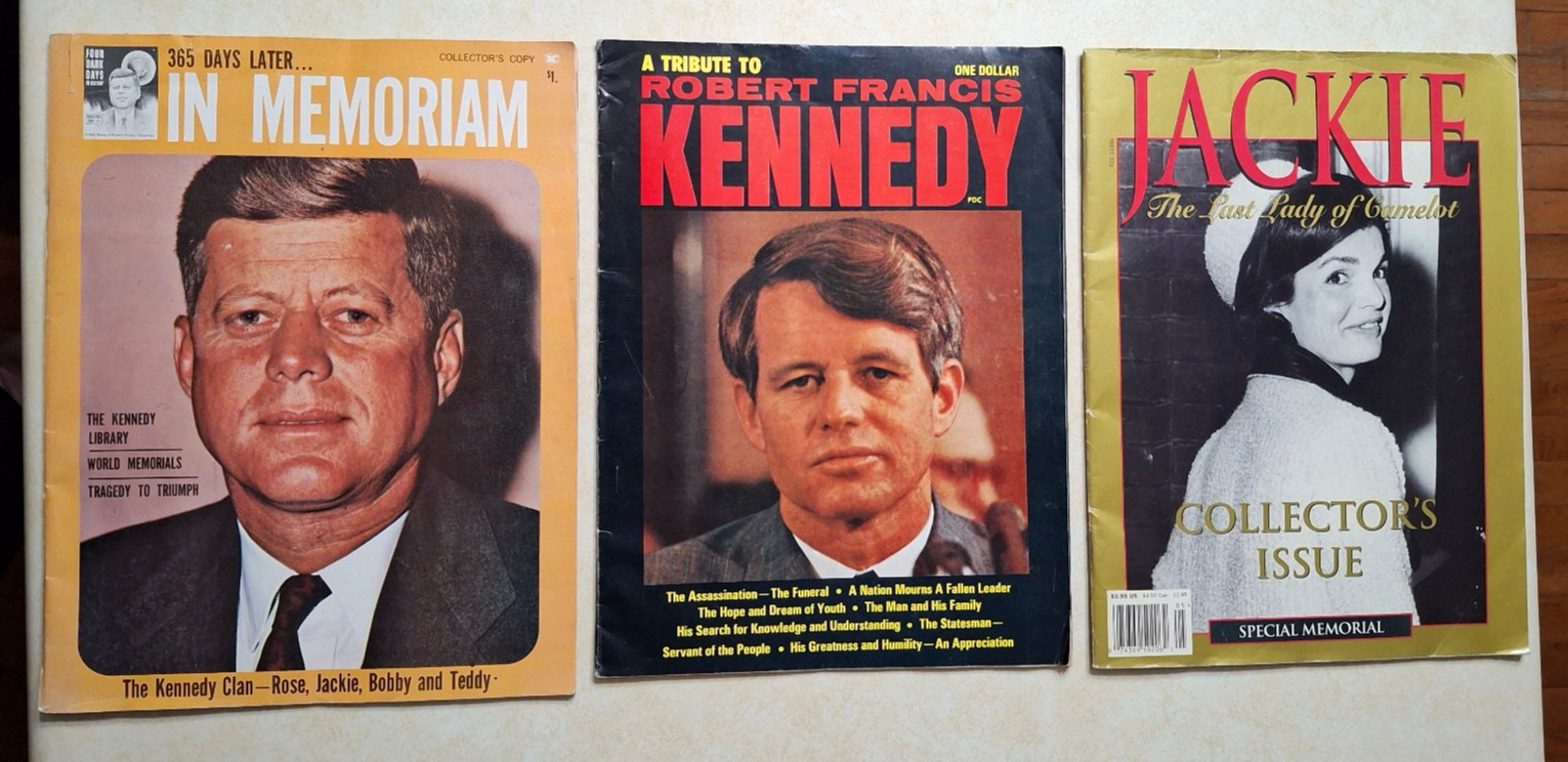 Vintage John F. Kennedy JFK Lot RFK Robert Jackie Jr. Books Magazines Cards