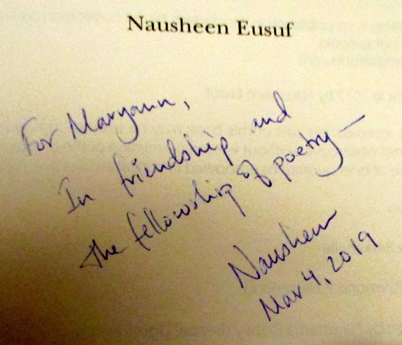 2017 Not Elegy, But Eros by Nausheen Eusuf SIGNED Softcover Book 88 Pages