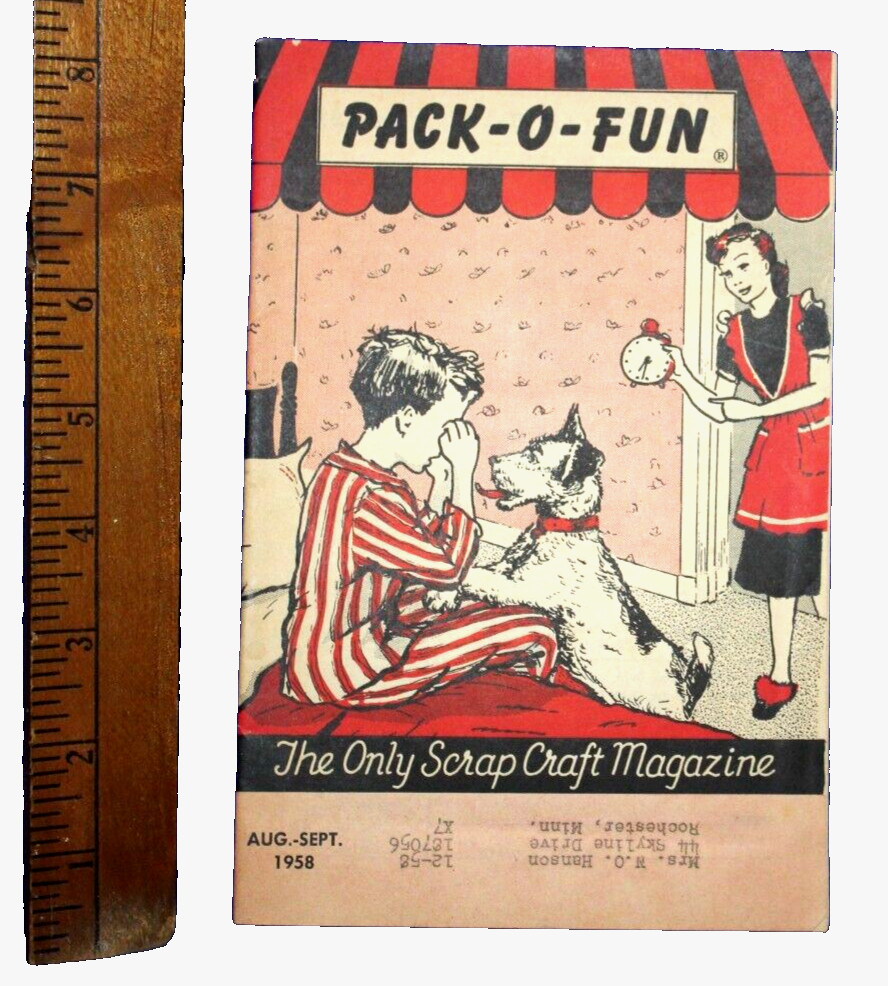 PACK-O-FUN The Only Scrap Craft Magazine Aug-Sept. 1958 Vintage 39 pages