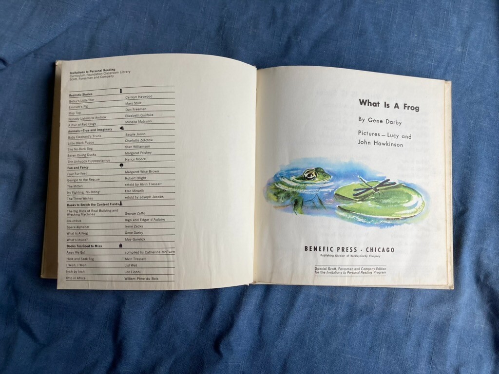 WHAT IS A FROG Gene Darby John Hawkinson 1957 WHAT IS IT SERIES 3rd Grade Level