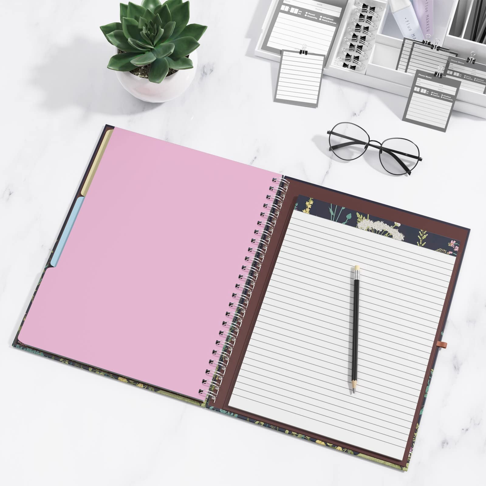Spiral Clipboard Folio with Refillable Lined Notepad, 14.5 x 9.8 in,