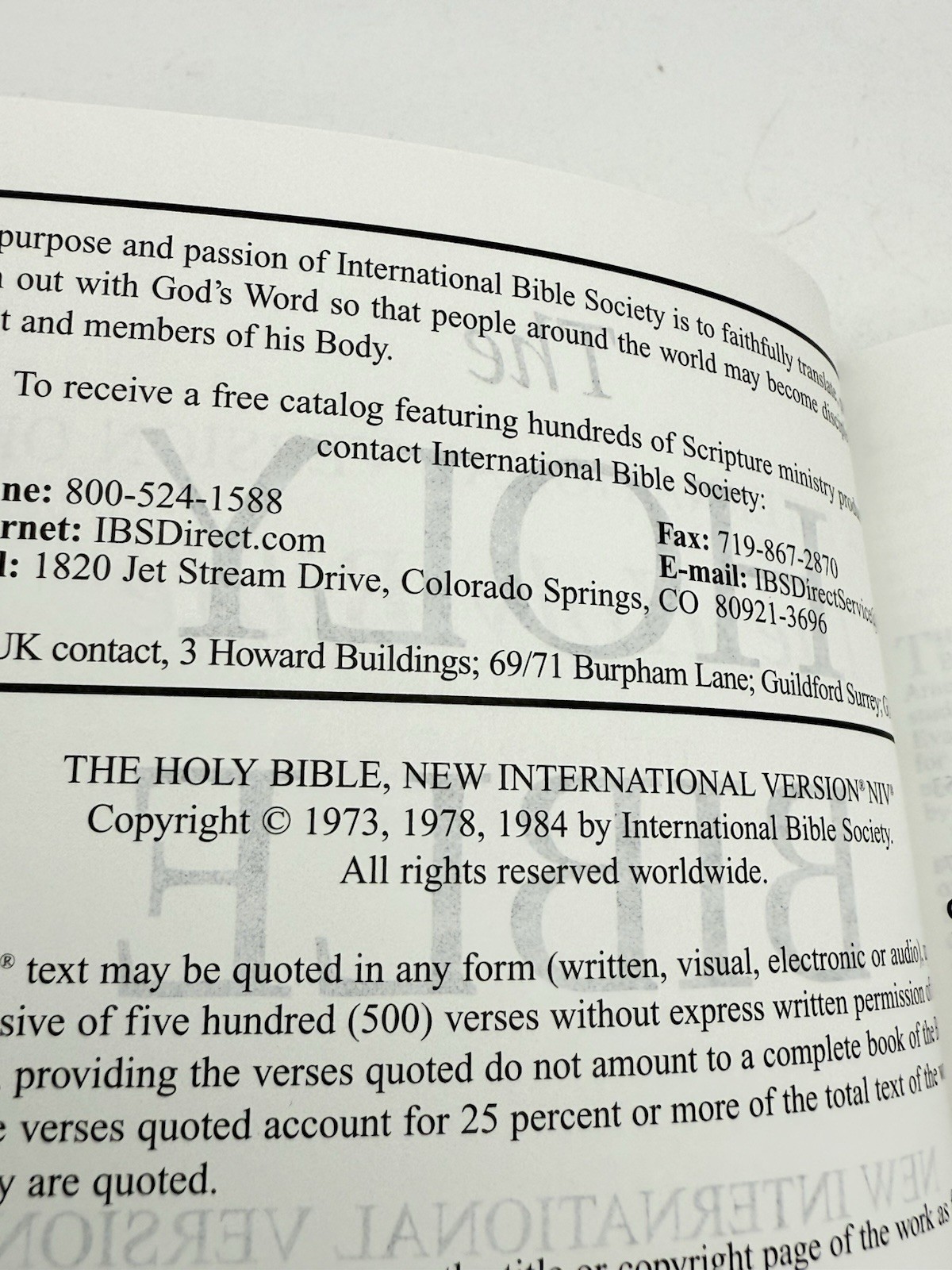 International Bible Society Holy Bible New International Version Hardcover 1984