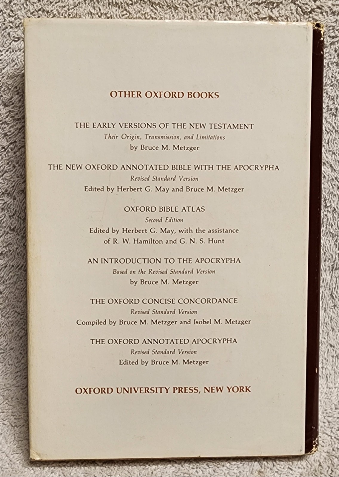 The Text of the New Testament by Bruce Manning Metzger HCDJ 2nd Ed 1968 Oxford