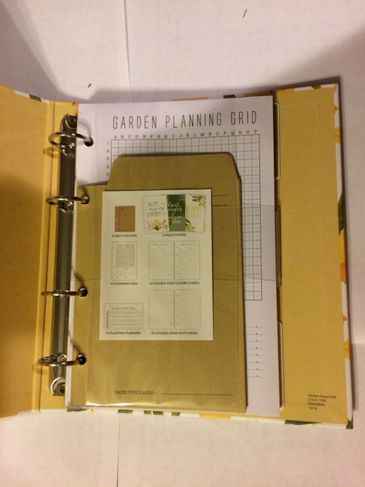 2 Horizon Group USA Gardening Planning 4 Ring Binder 40 Double-Sided Note Pages