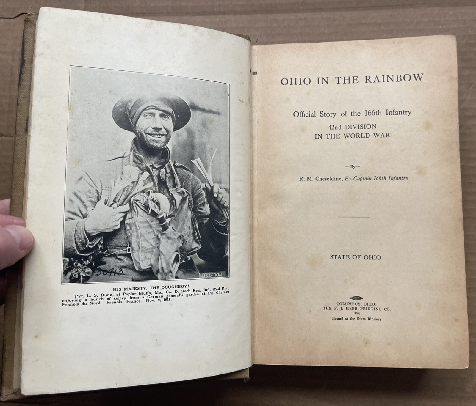 OHIO IN THE RAINBOW US ARMY 166th INFANTRY REGT 42nd DIVISION WWI HISTORY BOOK