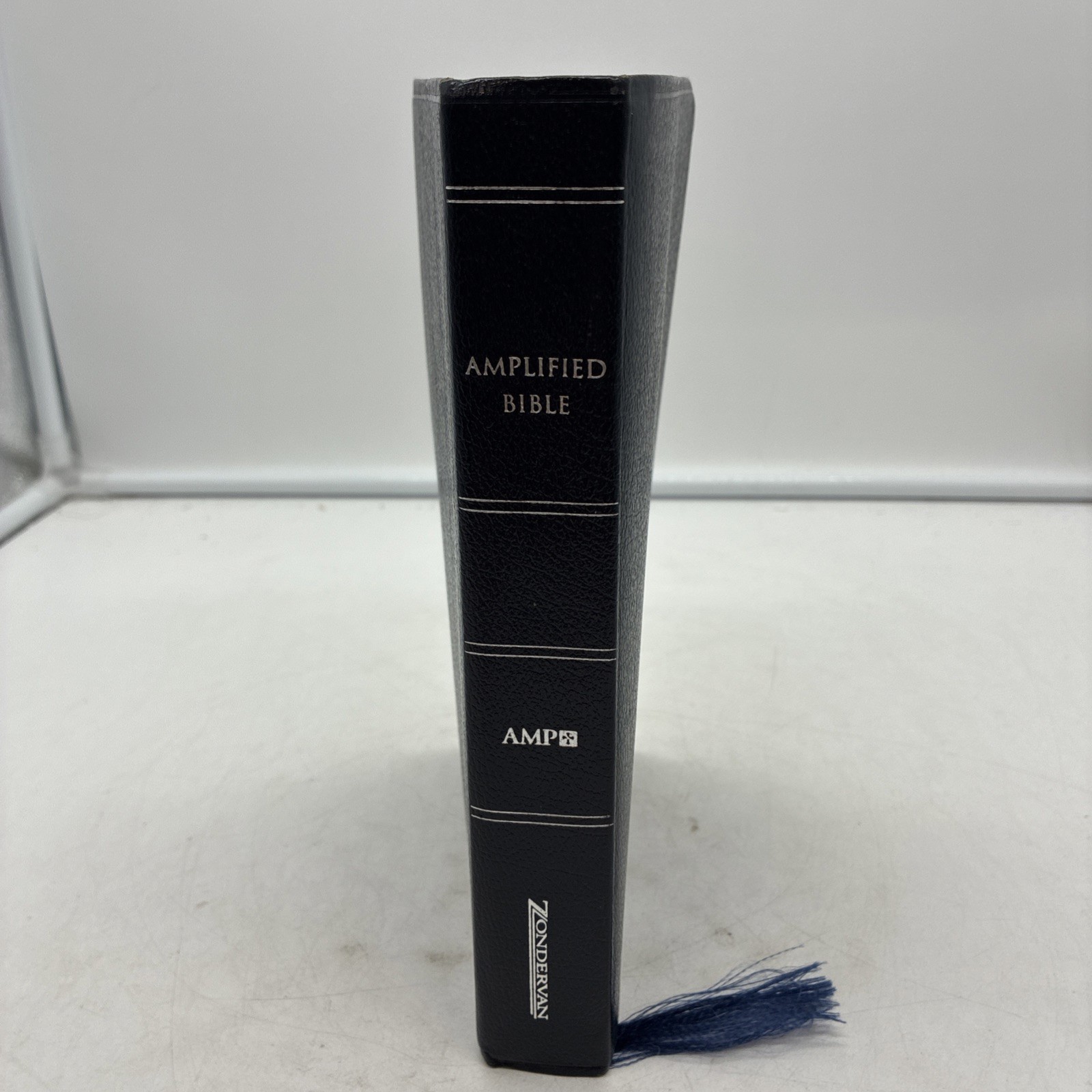 Amplified Bible Zondervan 1987 Bonded Leather Navy Blue Excellent