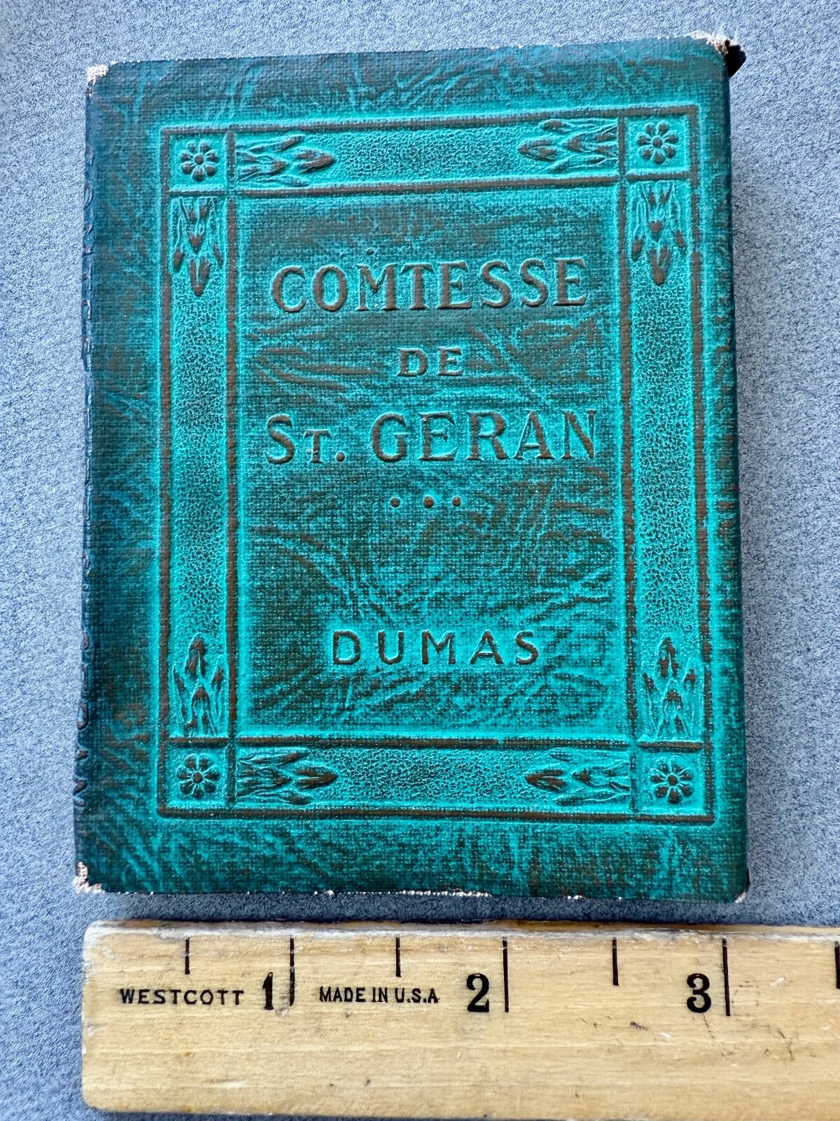 Antique Green Little Leather Small Book Comtesse De Geran Dumas NY