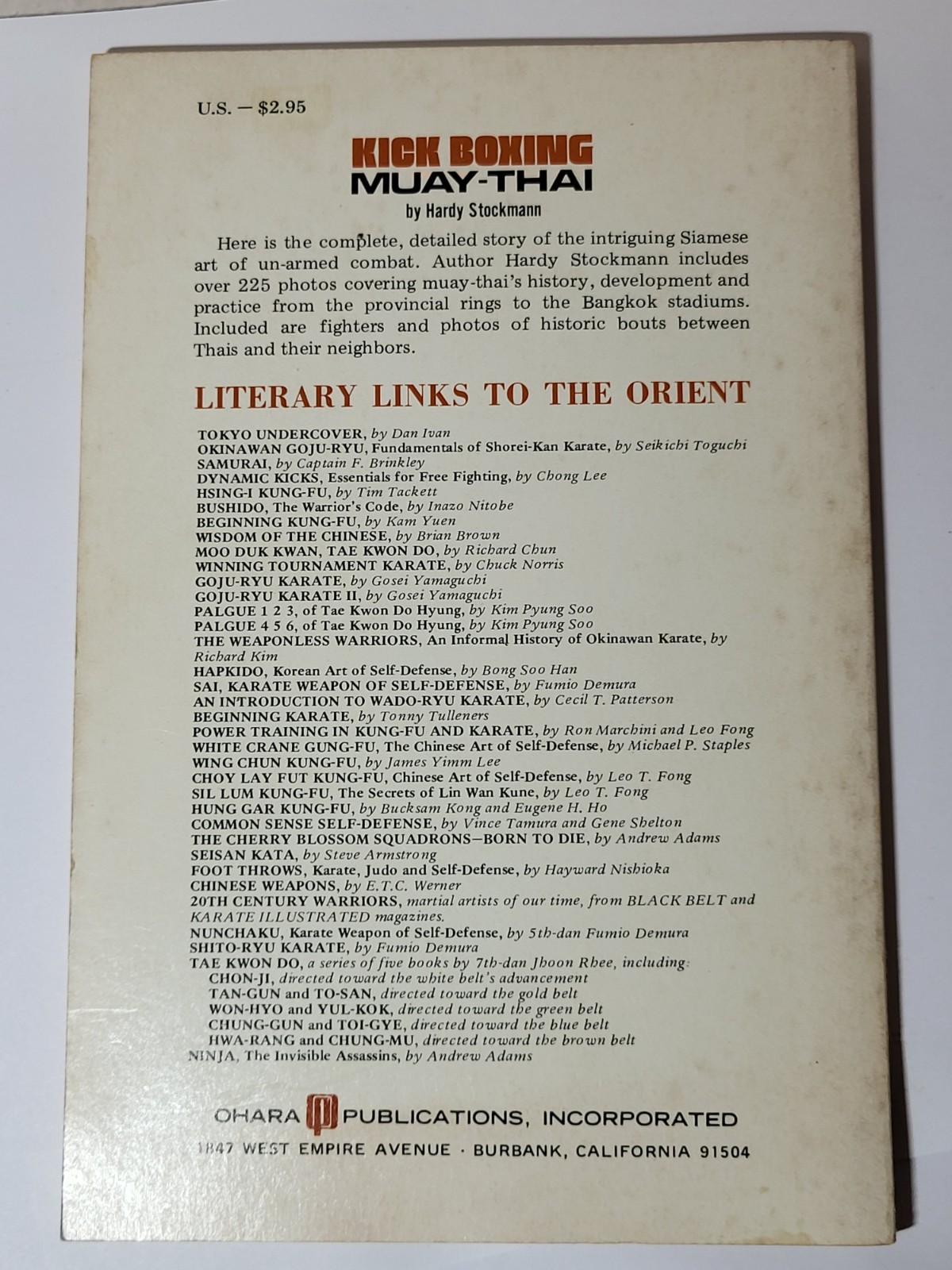 Kick Boxing Muay-Thai Hardy Stockmann 1976 Ohara Vintage Martial Arts Book