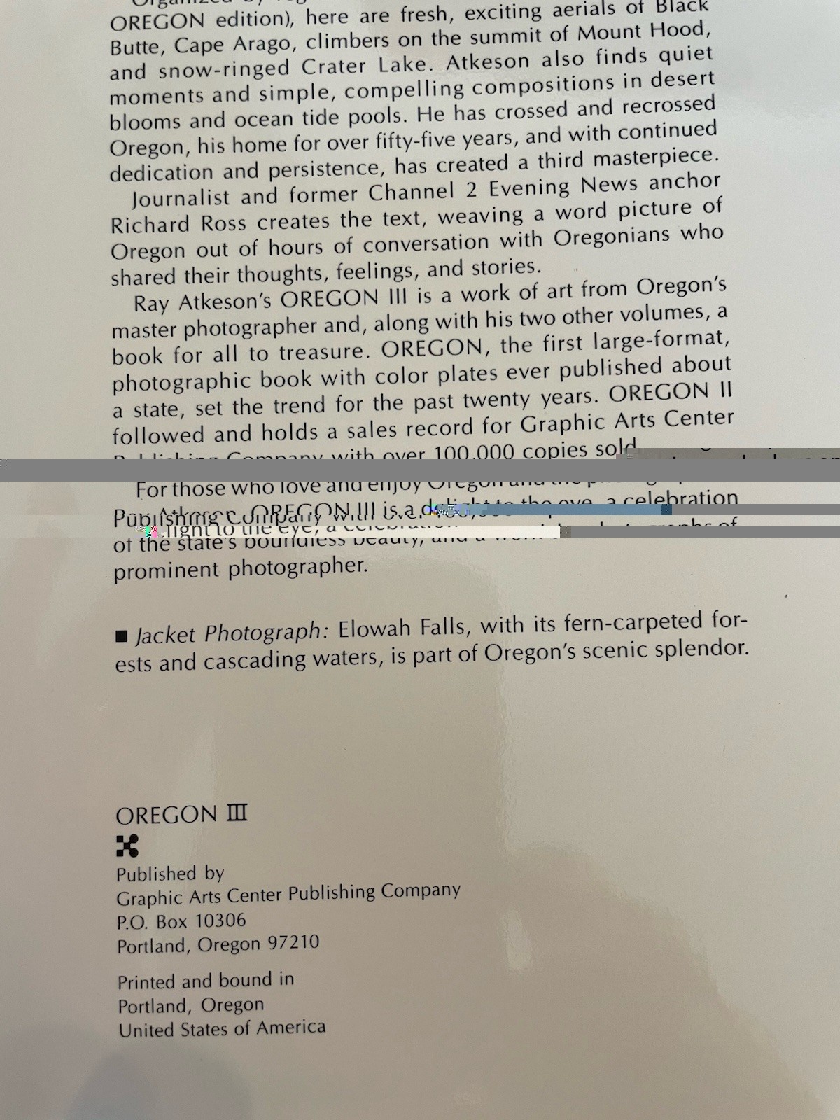 2003 OREGON III Book – Ray Atkeson – Signed Copy Hardcover – Graphic Arts