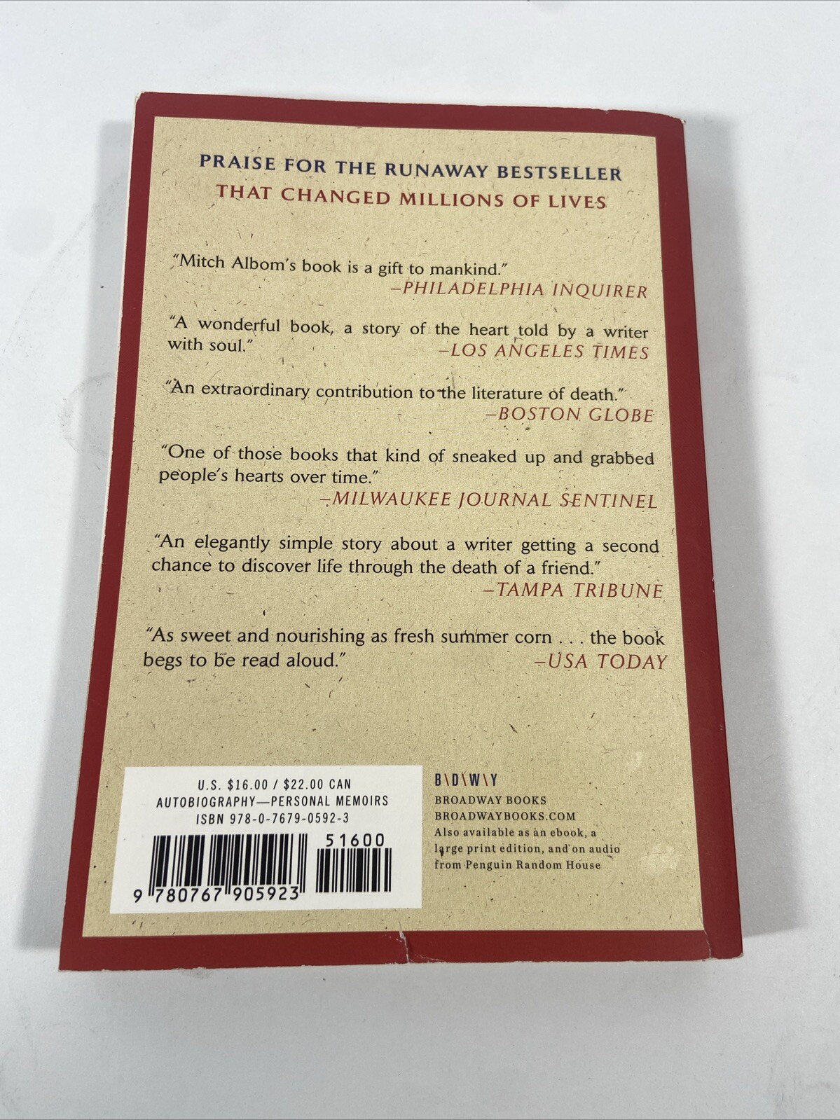 Tuesdays with Morrie : An Old Man, a Young Man, and Life’s Greatest Lesson, 25th