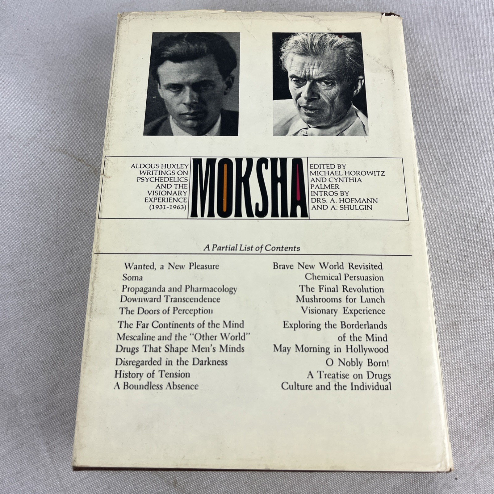 MOKSHA – WRITINGS ON PSYCHEDELICS… Aldous Huxley – HC w/DJ – 1st Ed – 1977