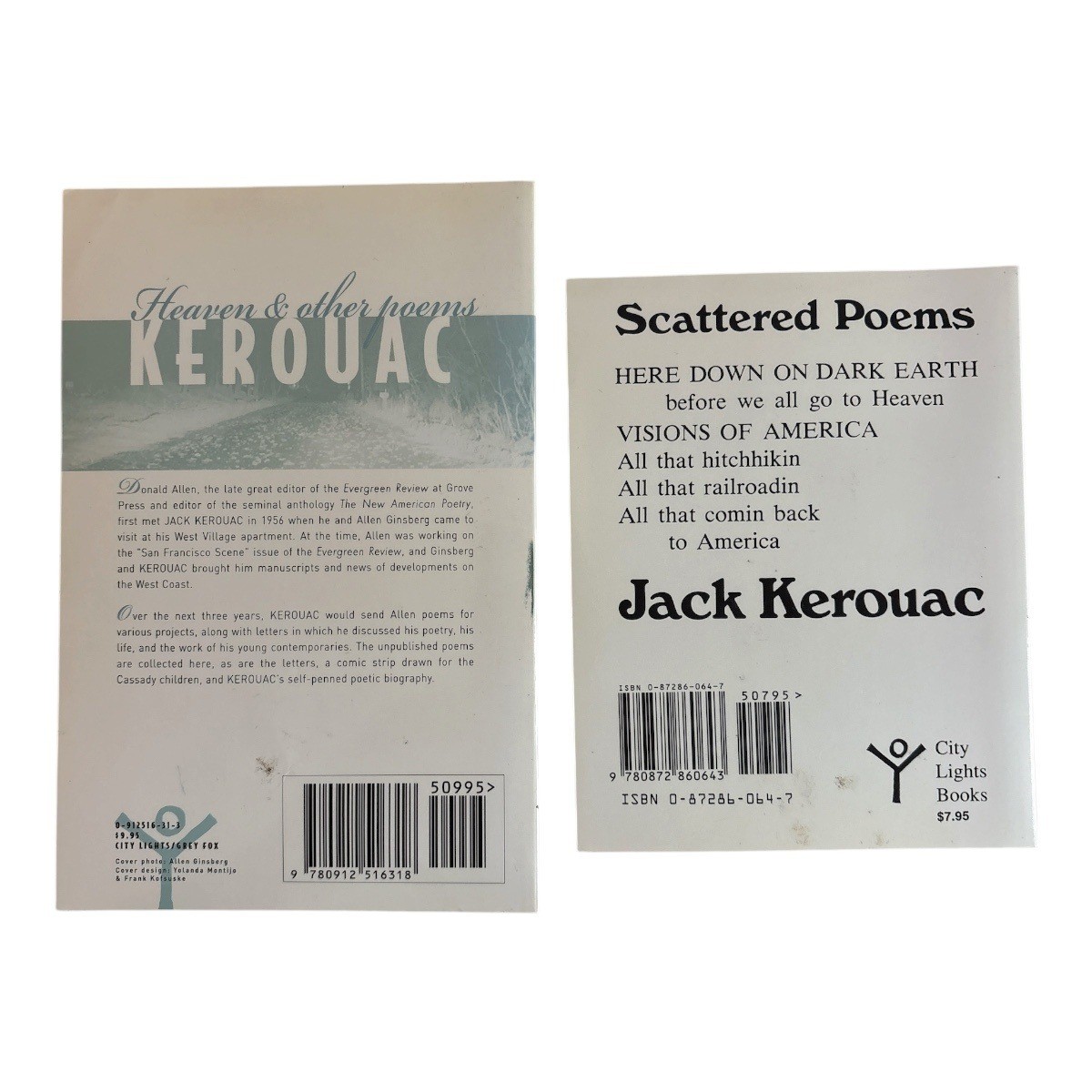 Jack Kerouac Poetry Book Lot Scattered Poems & Heaven and Other Poems