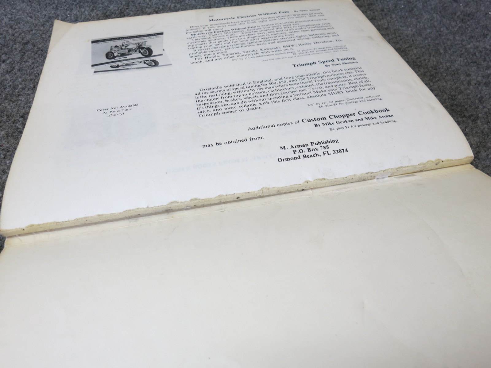 CUSTOM CHOPPER COOKBOOK, MIKE GEOKAN, LOOSE BINDING, SEE DESCRIPTION AND PICS.