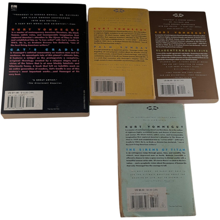 Kurt Vonnegut Lot 4 Paperbacks Cat’s Cradle Palm Sunday Sirens Slaughterhouse