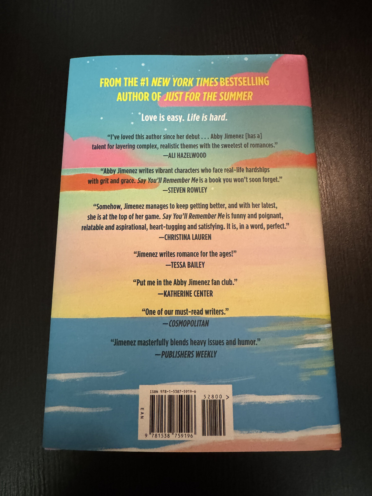 Say You’ll Remember Me by Abby Jimenez, Hardcover, HAND SIGNED, NOT A TIP-IN