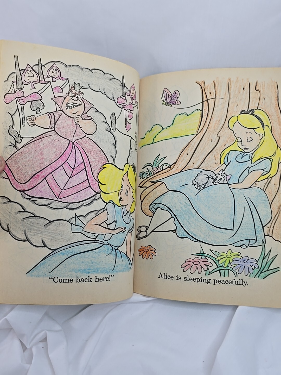 Alice In Wonderland Coloring Book Walt Disney Has Pages Colored In Vintage