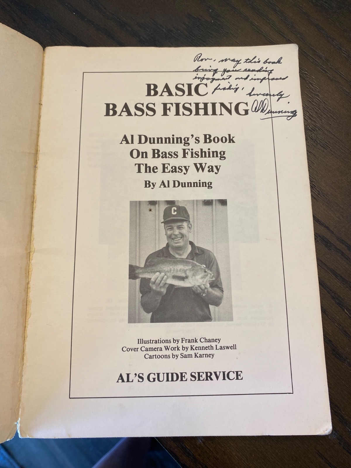 1977 Basic Bass Fishing Al Dunning’s Book on Bass Fishing signed by author