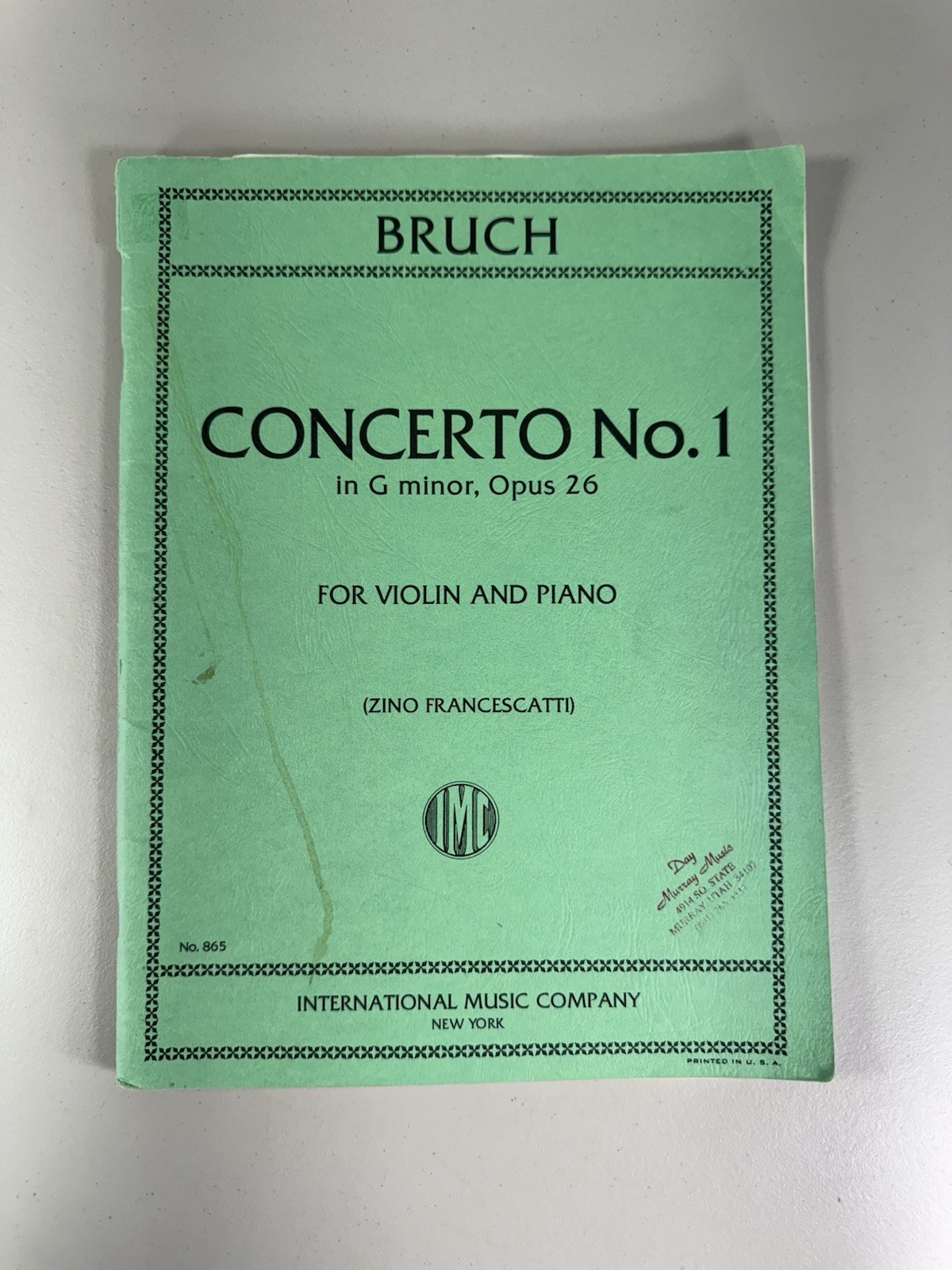 Bruch – Concerto No. 1 in G minor, Opus 26 For Violin and Piano No. 865