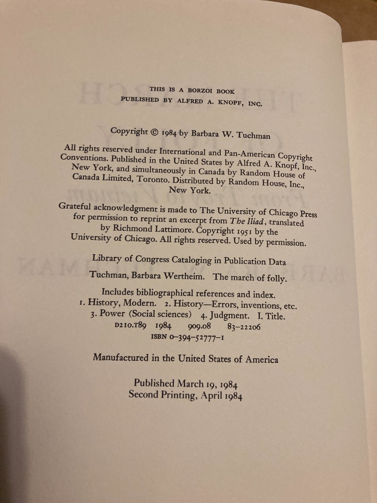 Barbara W. Tuchman Lot: The March of Folly HC/DJ/BJ Cover & A Distant Mirror PB