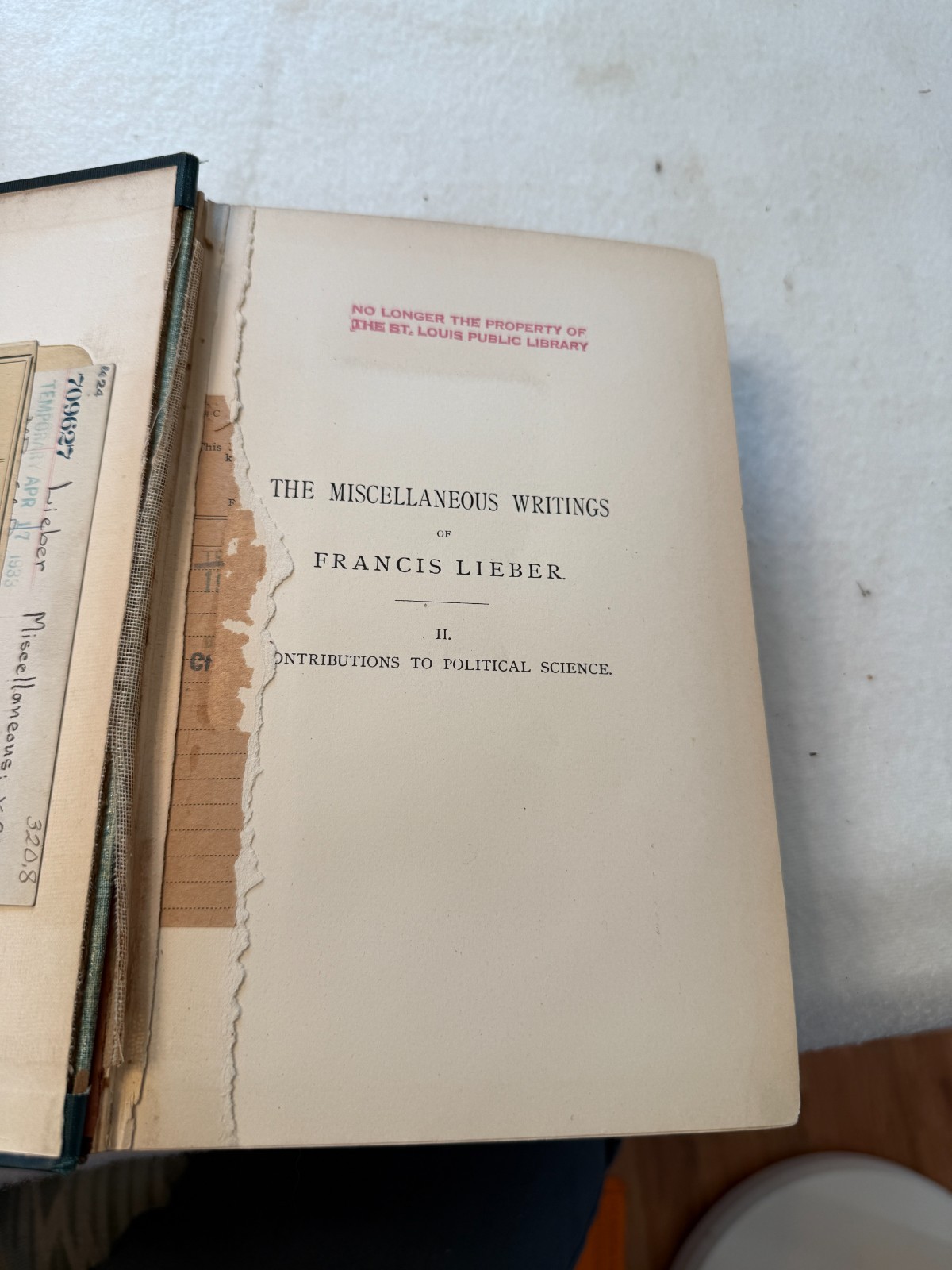 MISCELLANEOUS WRITINGS Francis Lieber HC Good 2 Vol Set Political Essays