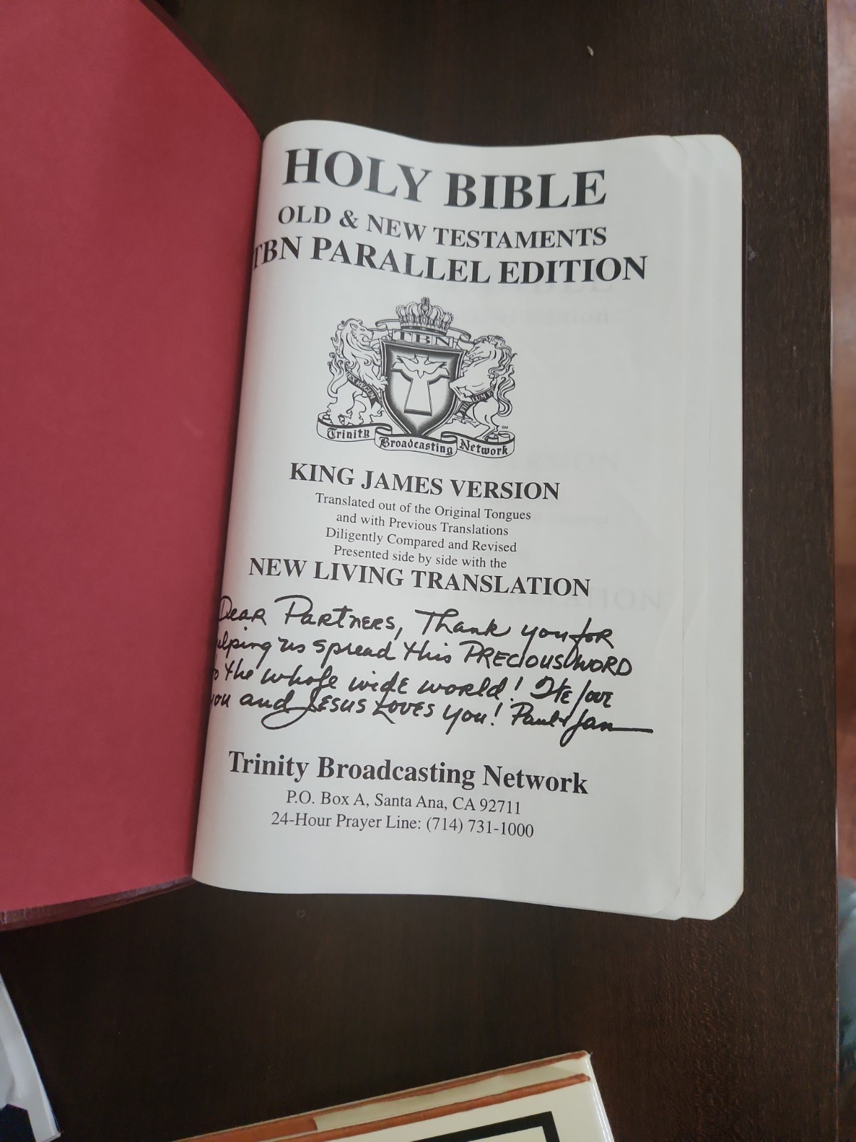Holy Bible TBN Parallel Edition King James Version Living Translation KJV NLT