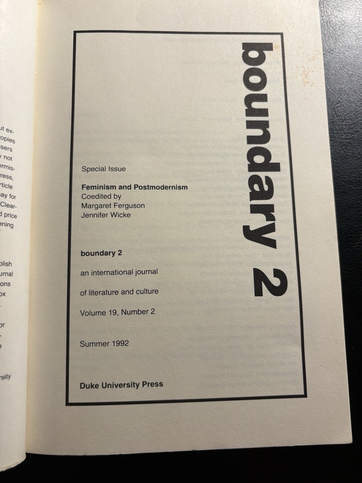 Feminism And Postmodernism Boundary 2 Vol 19 No 2 Duke Univ Press 1992
