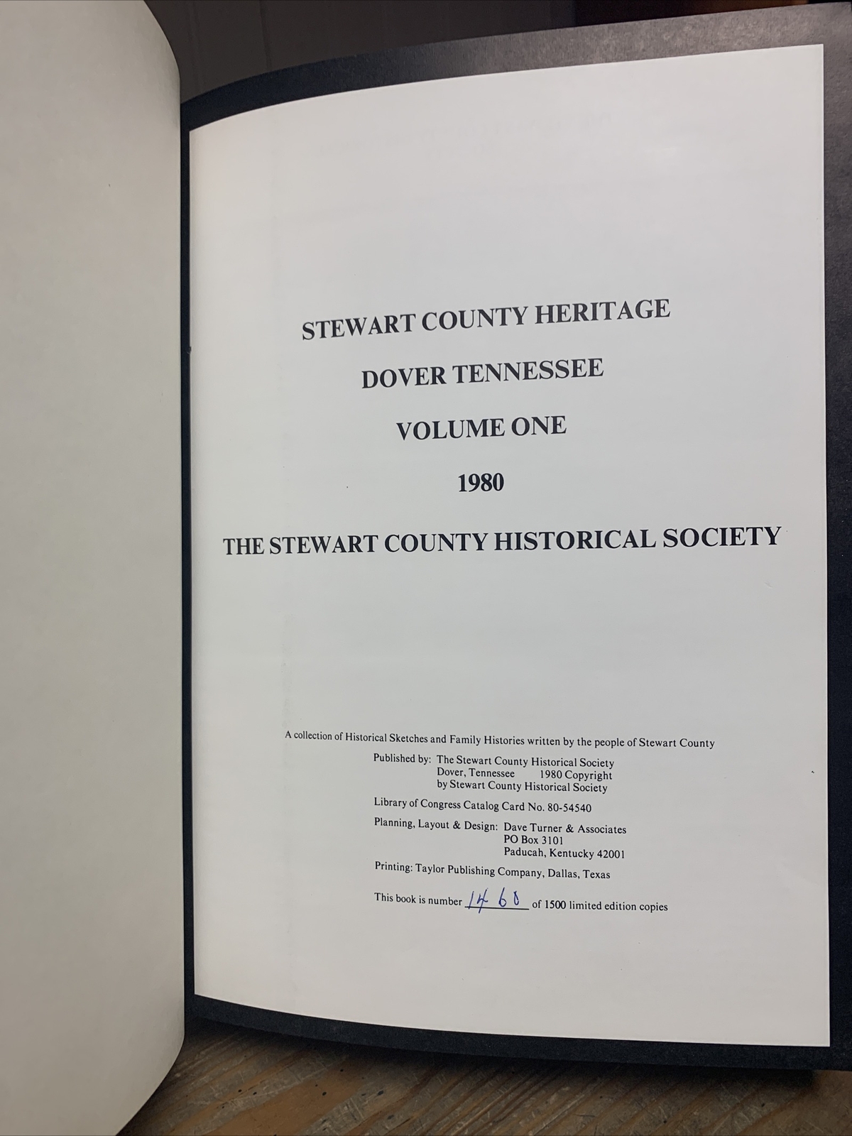 Stewart County Heritage, Dover Tennessee, Vol 1, Limited Ed 1460/1500, RARE VG+