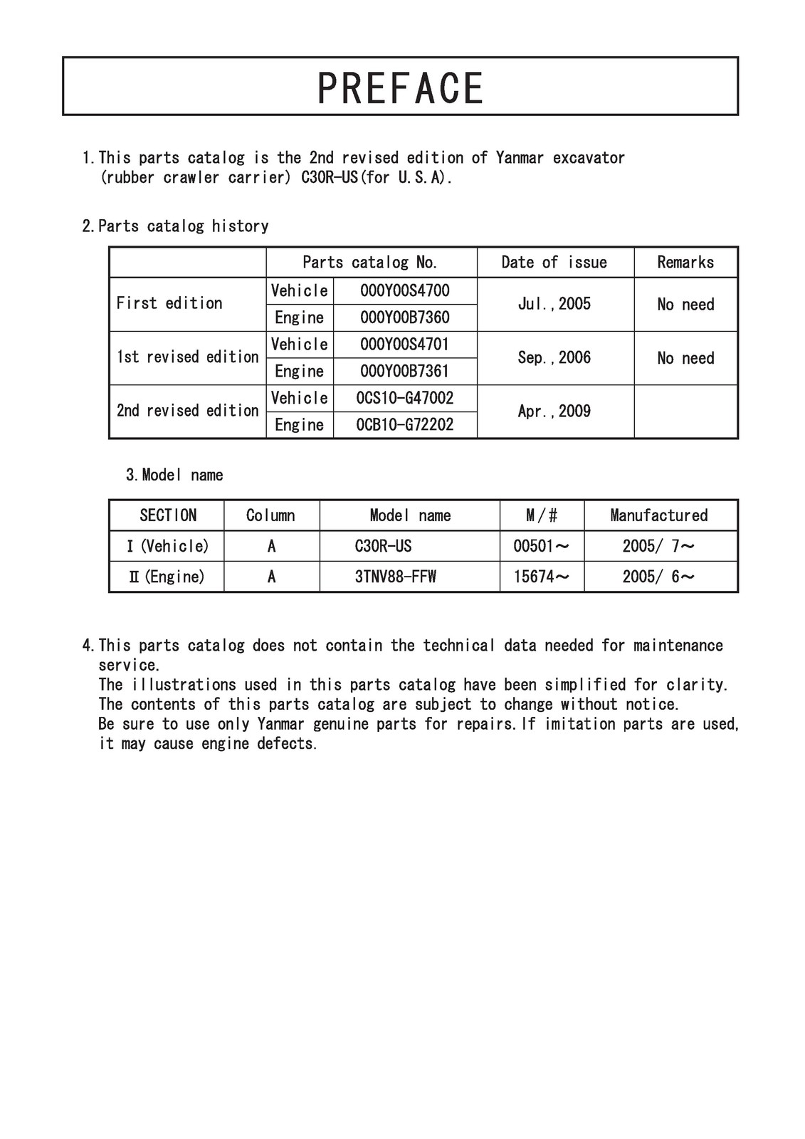 YANMAR Crawler Carrier CR30R-US Parts Catalog Manual 2012 – WIRE BOUND – COVERS