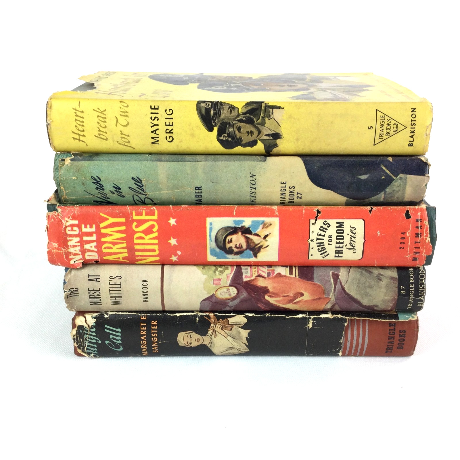 WWII 1940s HC/DJ LOT x 5 Nurse in Blue (Taber) Army Nurse (Dale) Triangle Books