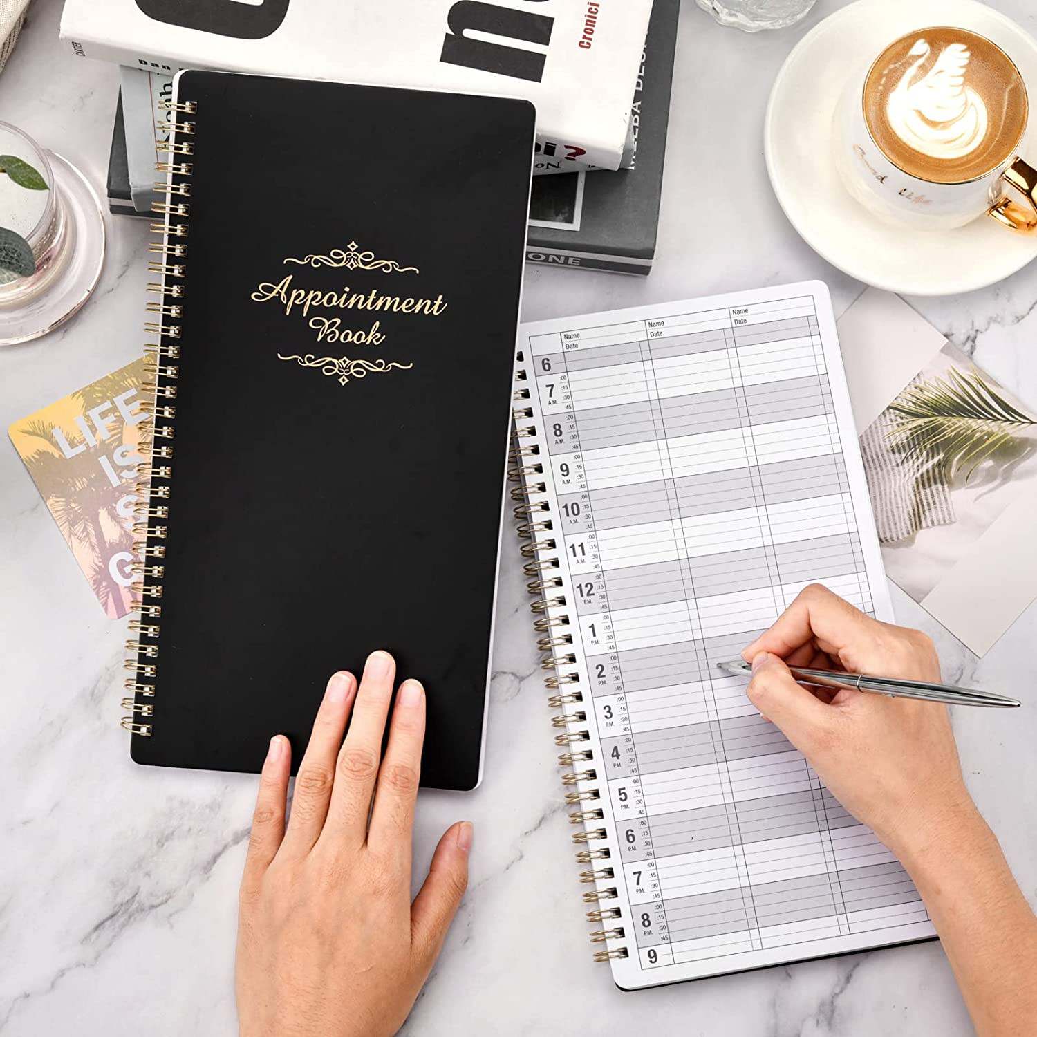 Salon Appointment Book – 15 Min Increments, 3 Cols, 200 Pages, 6.1“ X 11.54“,