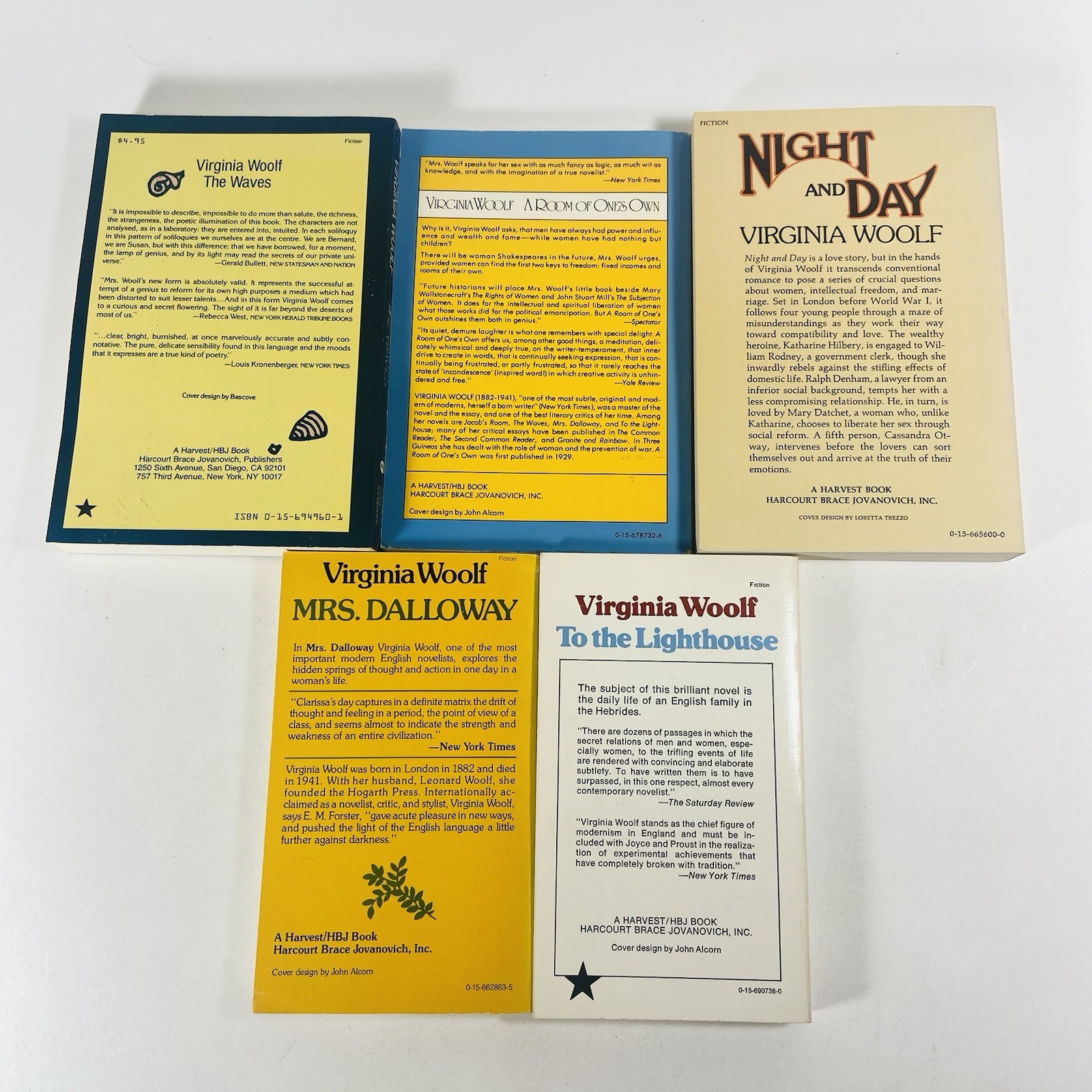 Virginia Woolf lot of 5: Mrs. Dalloway, To the Lighthouse, Waves, Night & Day…