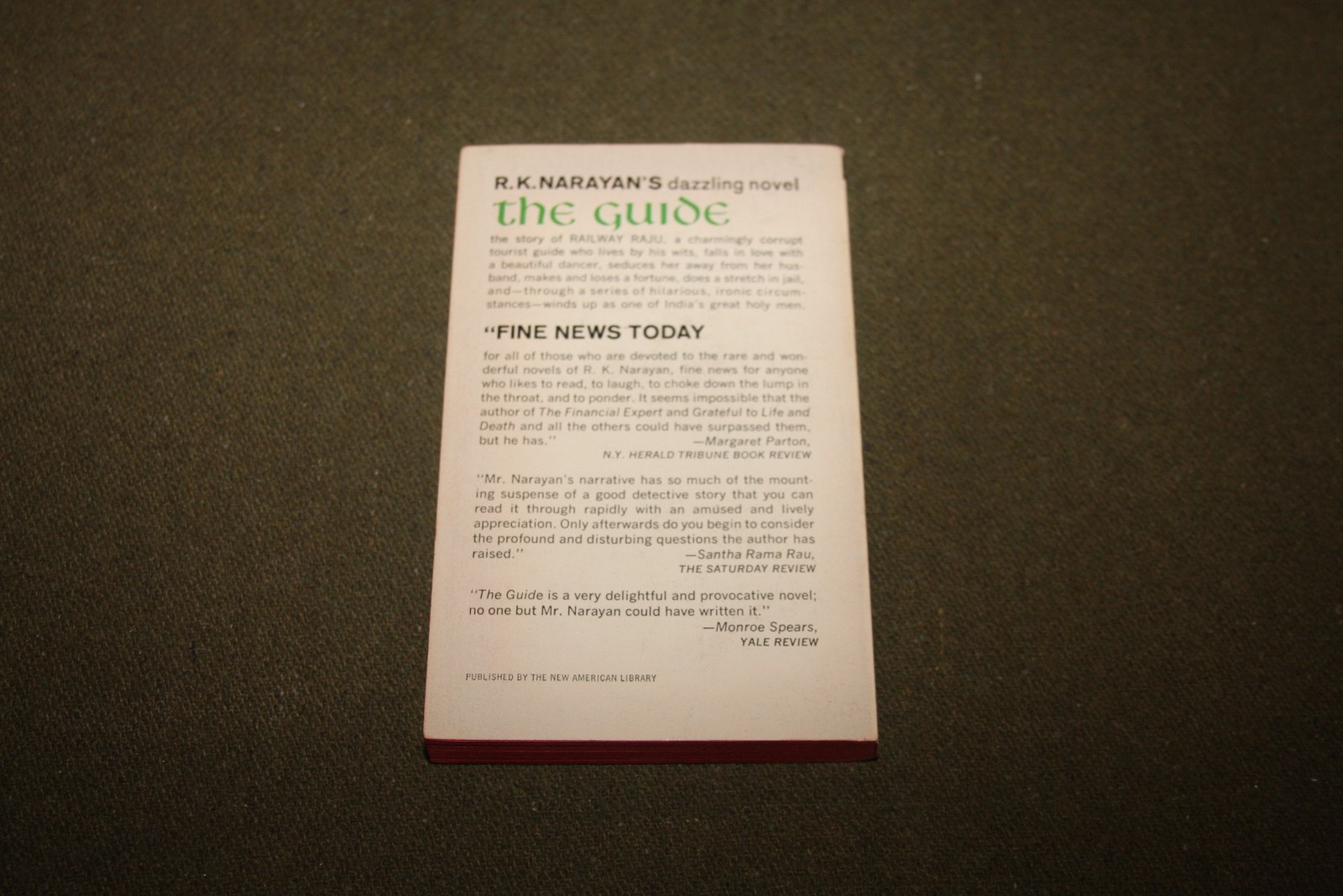 The Guide by R. K. Narayan 1966 PB 1st Printing Signet