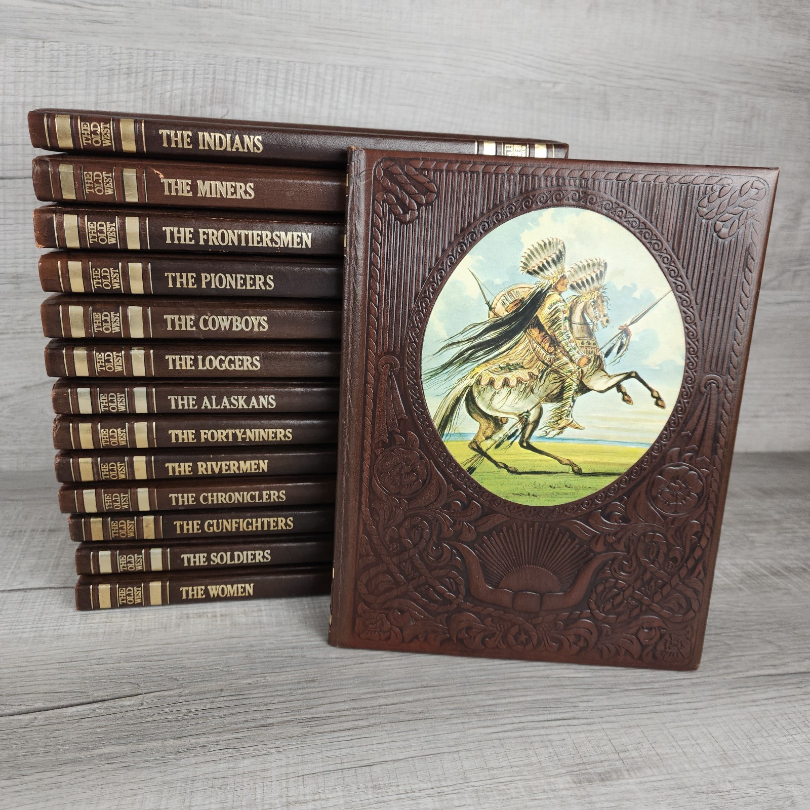 Lot of 14 Time Life Books The Old West Series Hardcover Brown Faux Leather