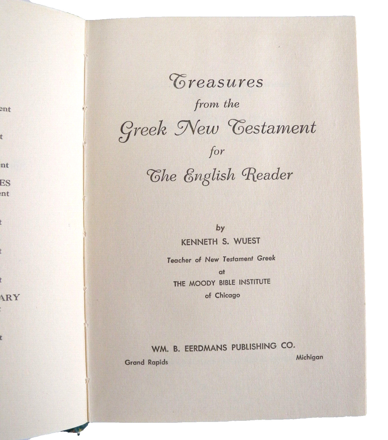 Treasures from Greek New Testament for the English Reader by Kenneth S. Wuest