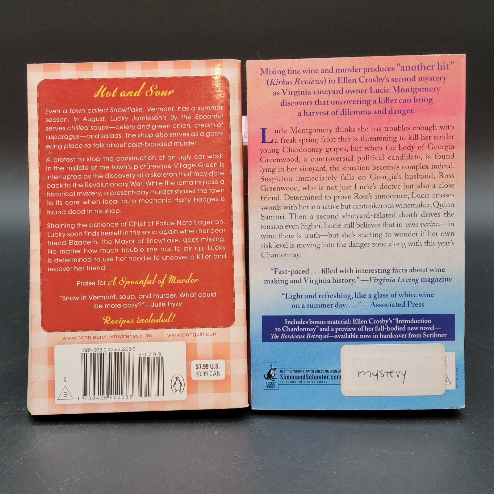 Lof of 9 Cozy Murder Mystery Books Food & Wine Related (Gr#4) Multiple Titles