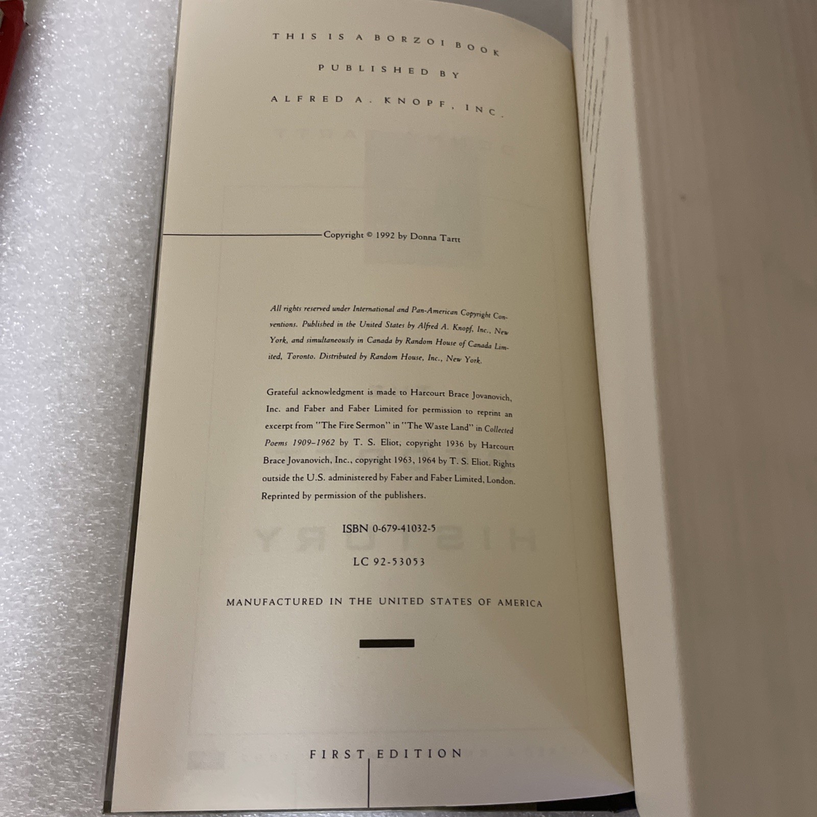 The Secret History — Donna Tartt (Hardcover) First Edition & Print, 1st/1st, VG