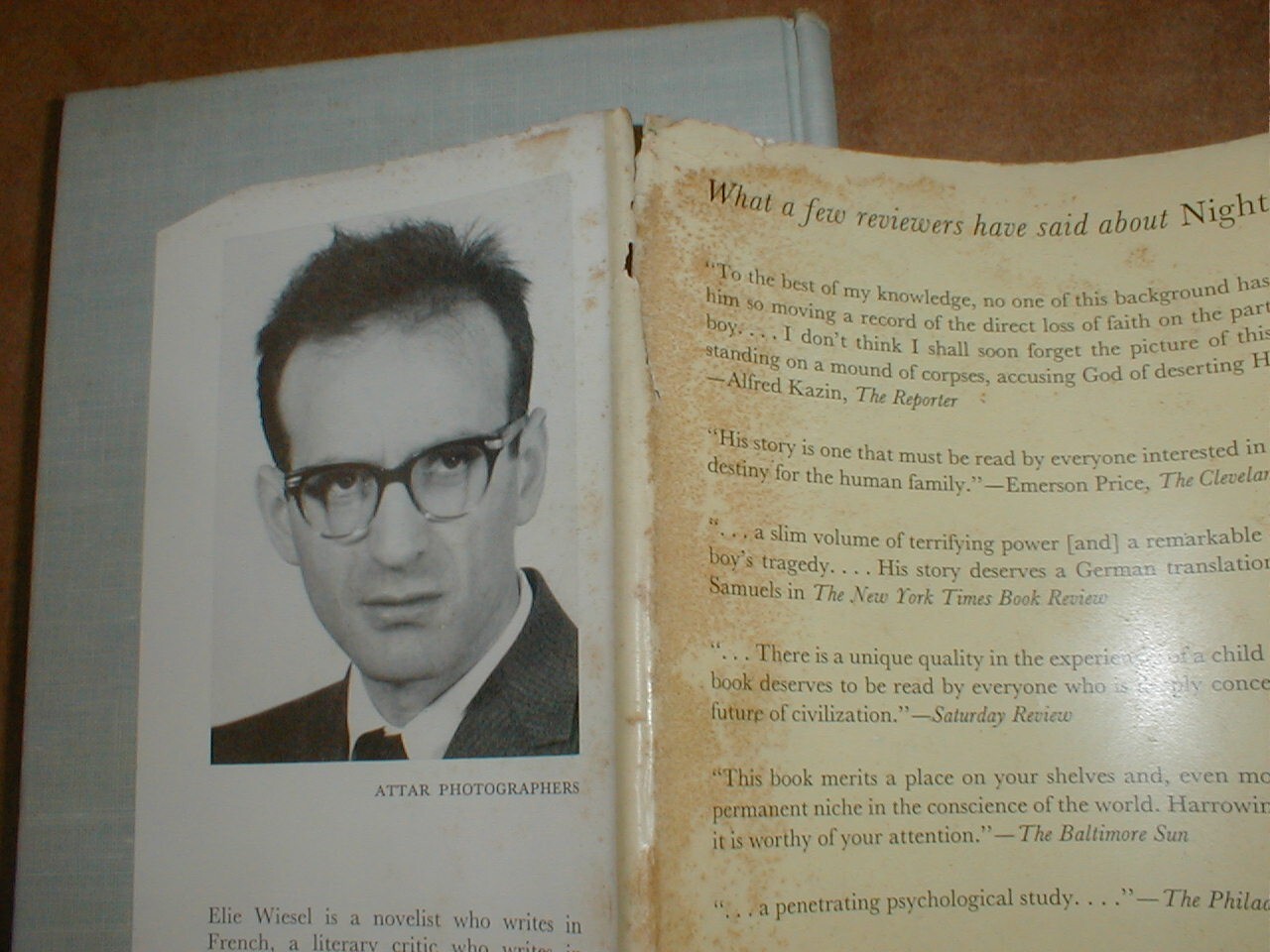 Night by Elie Wiesel Second American Printing 1961 Hill and Wang P. $3.00 intact