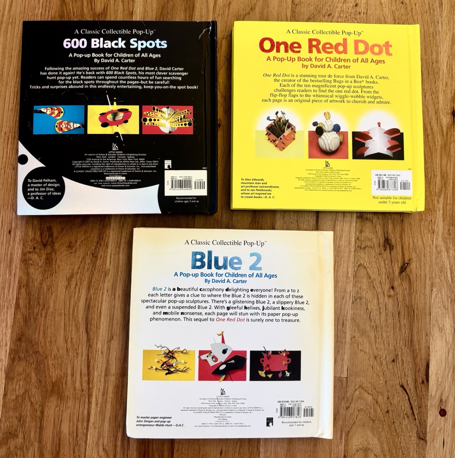 David A Carter Pop-Up Book Lot One Red Dot 600 Black Spots Blue 2 Hardcover