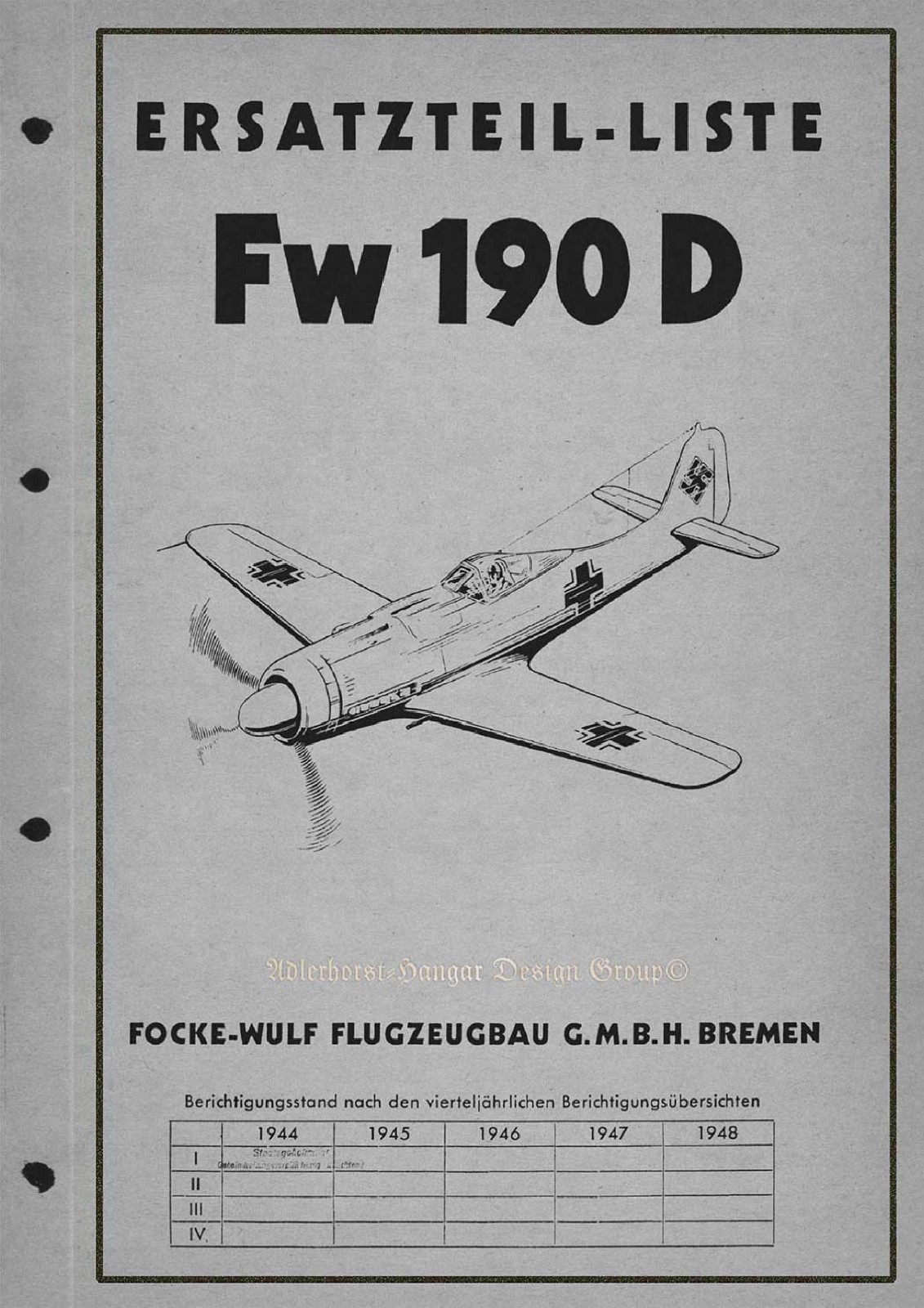 WWII German Parts Manual 1000+ pages ! ILLUSTRATED For Focke Wulf FW190 D-9