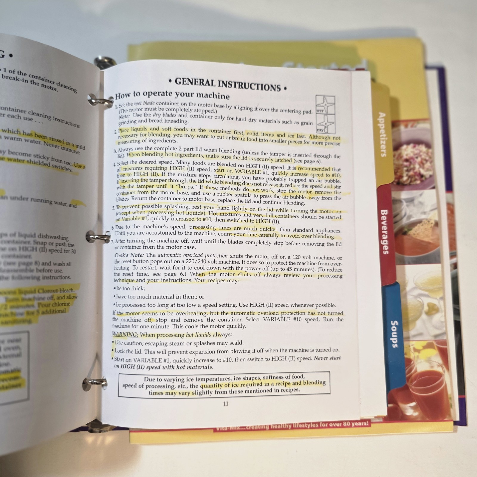 VITA-MIX Whole Food Recipes For Better Living Cookbook 3 Ring Binder