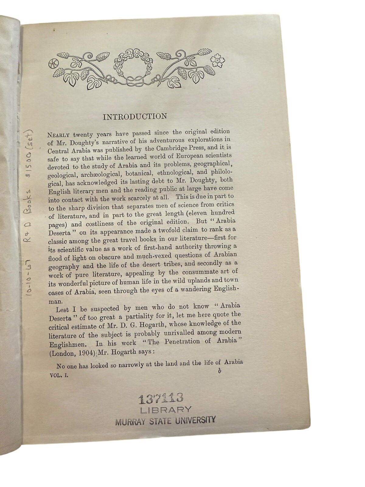 Wanderings In Arabia. VOL.1. By: Charles M. Doughtry. Hardcover. 1908￼