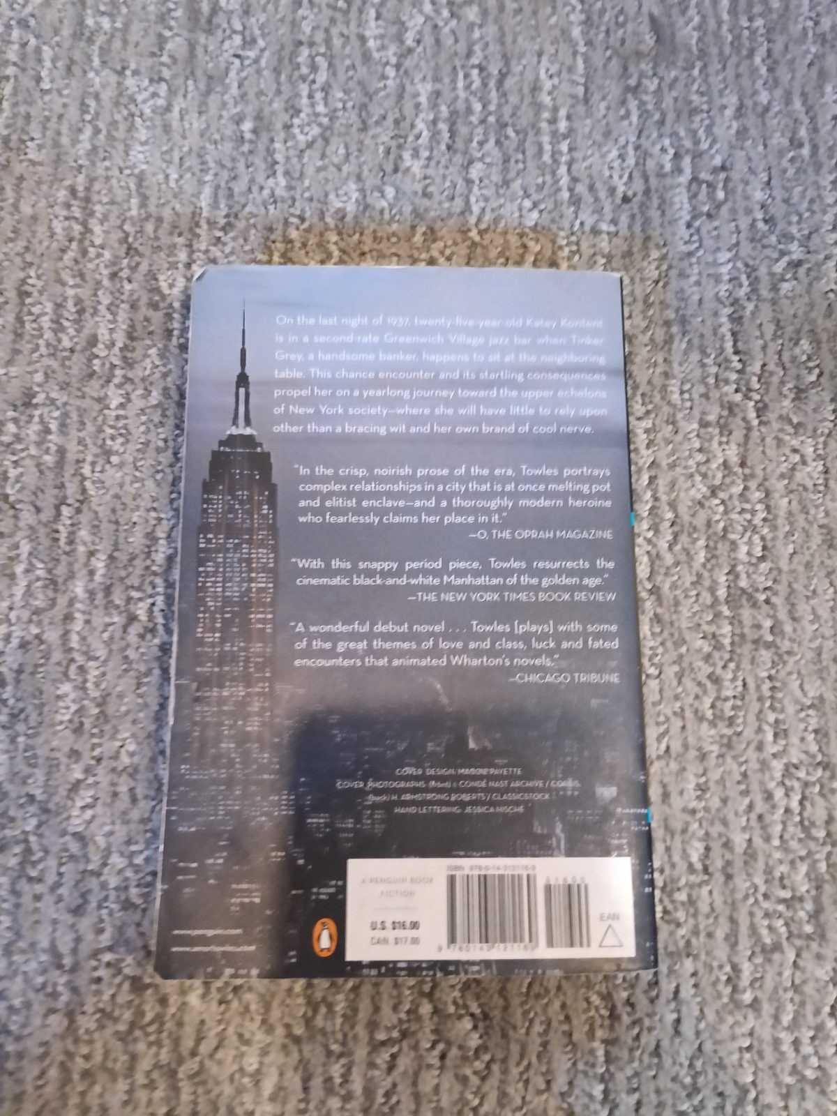 Rules of Civility A Novel Amor Towles Penguin Trade Paperback (2012) [VG]