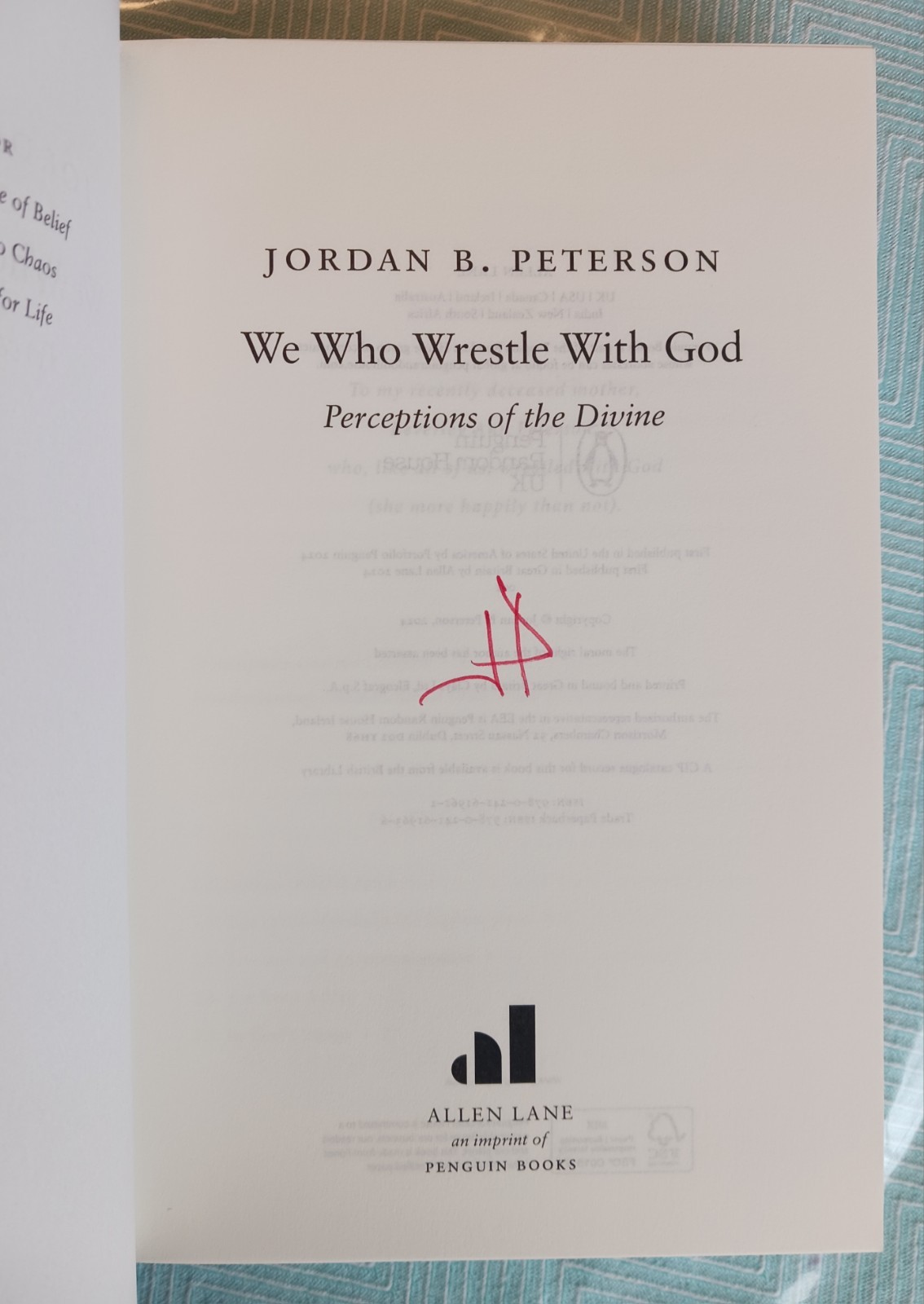 SIGNED Jordan B. Peterson Autographed Book – We Who Wrestle With God, UK Edtn HC